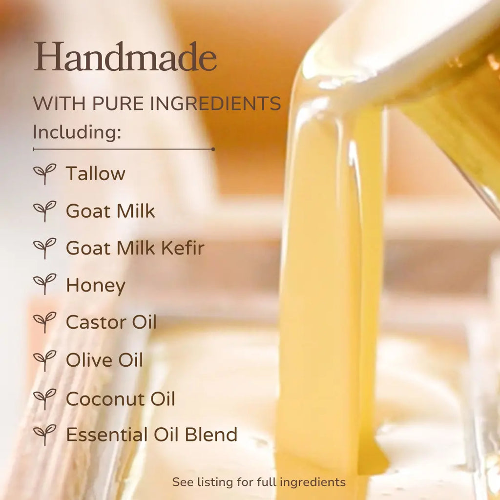 Sweet Almond + Honey Handmade Tallow and Goat Milk Soap Bar Pretty farm girl