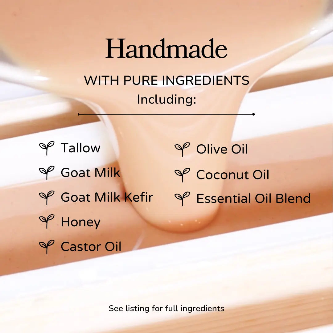 Wild Rose + Honey Handmade Tallow and Goat Milk Soap Bar Pretty farm girl