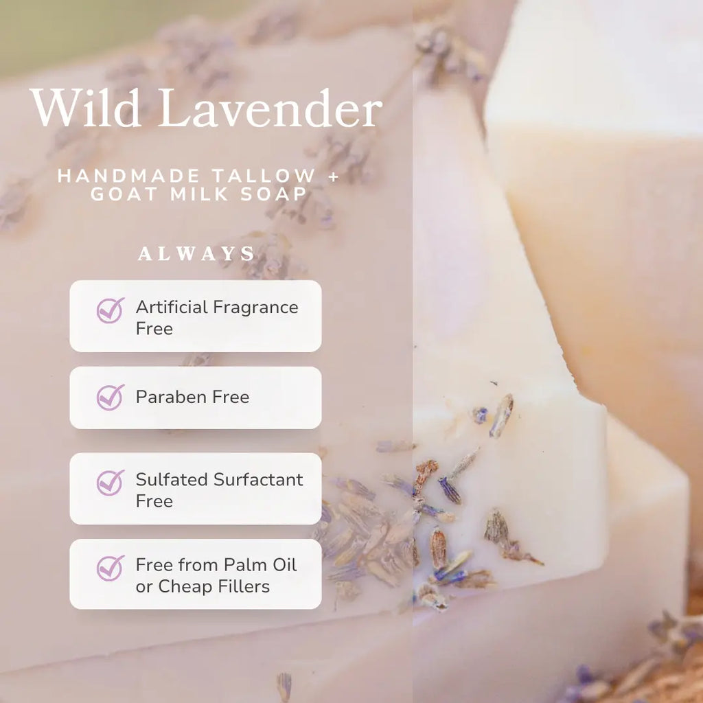 Wild Lavender Handmade Tallow and Goat Milk Soap Bar Pretty farm girl
