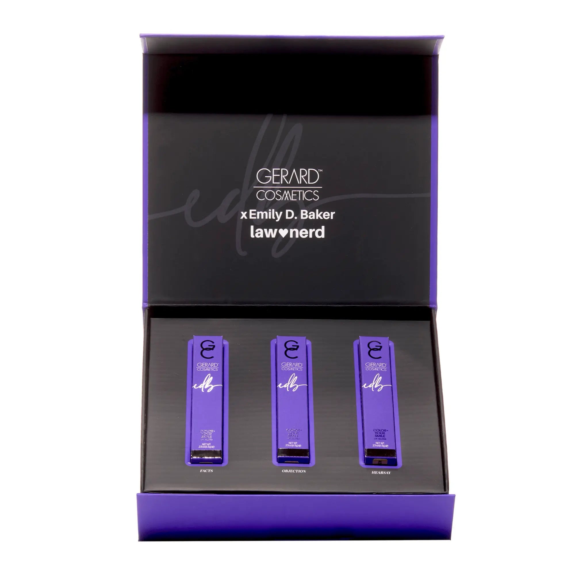 Limited Edition Box Set : Emily D. Baker X Gerard Cosmetics®️ 3 Lip Gloss Set  Allegations & Shade Collection Gerard Cosmetics