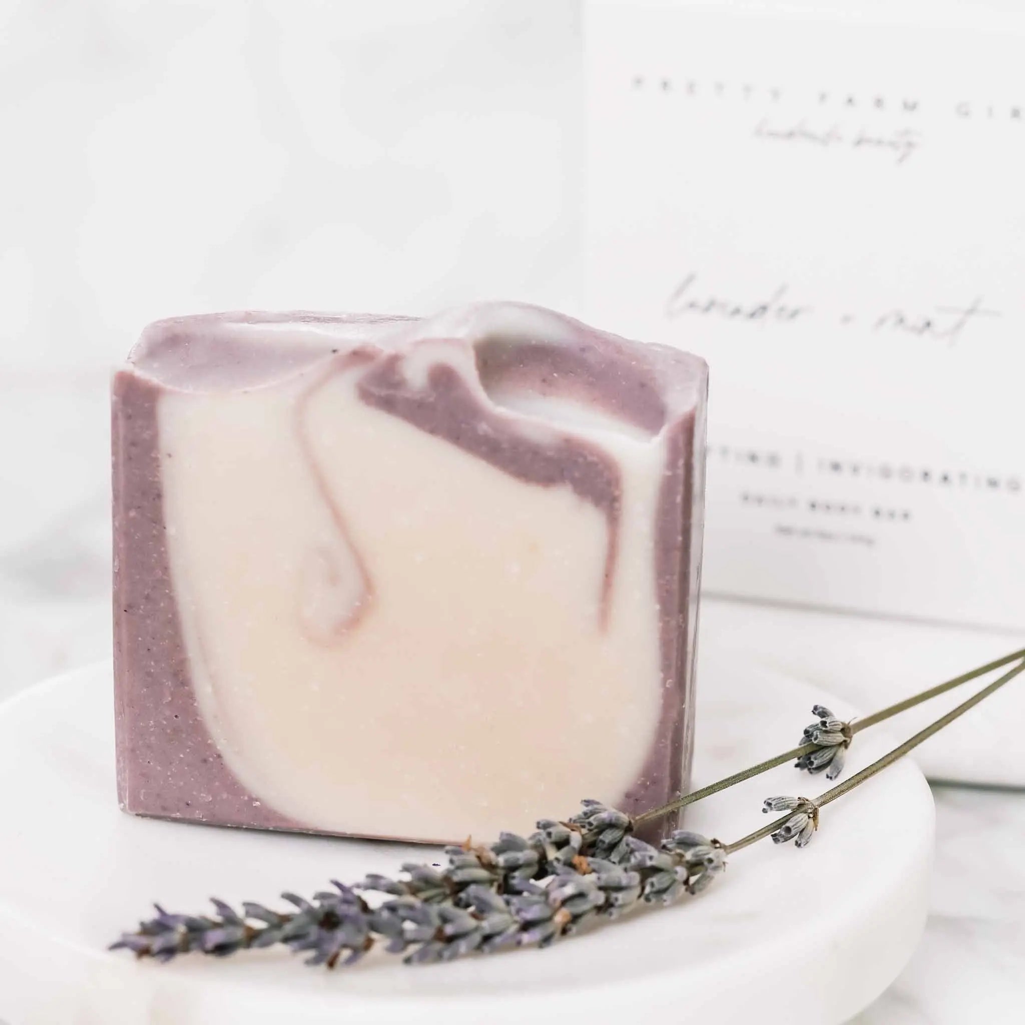 Lavender + Mint Handmade Tallow and Goat Milk Soap Bar Pretty farm girl