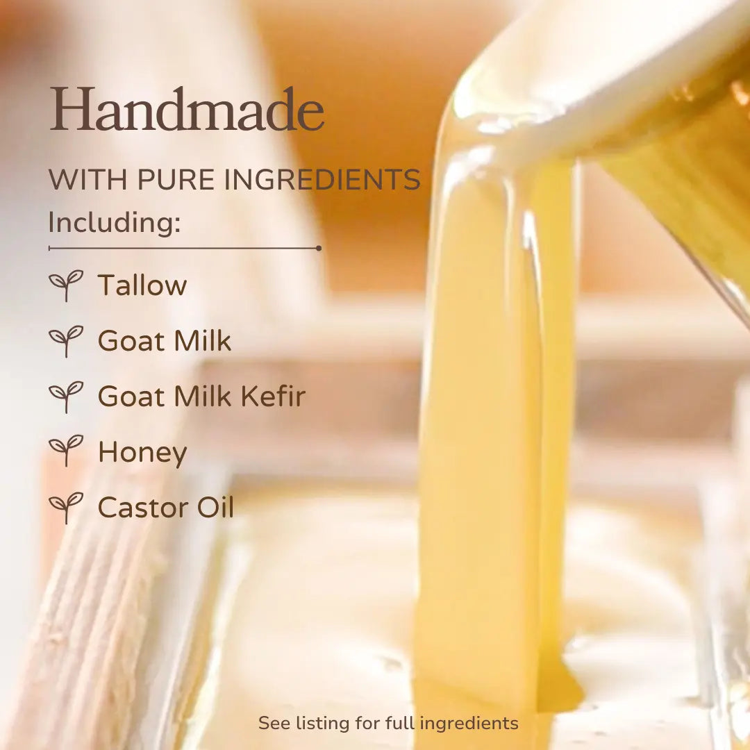 Pure Tallow + Honey Fragrance Free Handmade Tallow and Goat Milk Soap Bar Pretty farm girl