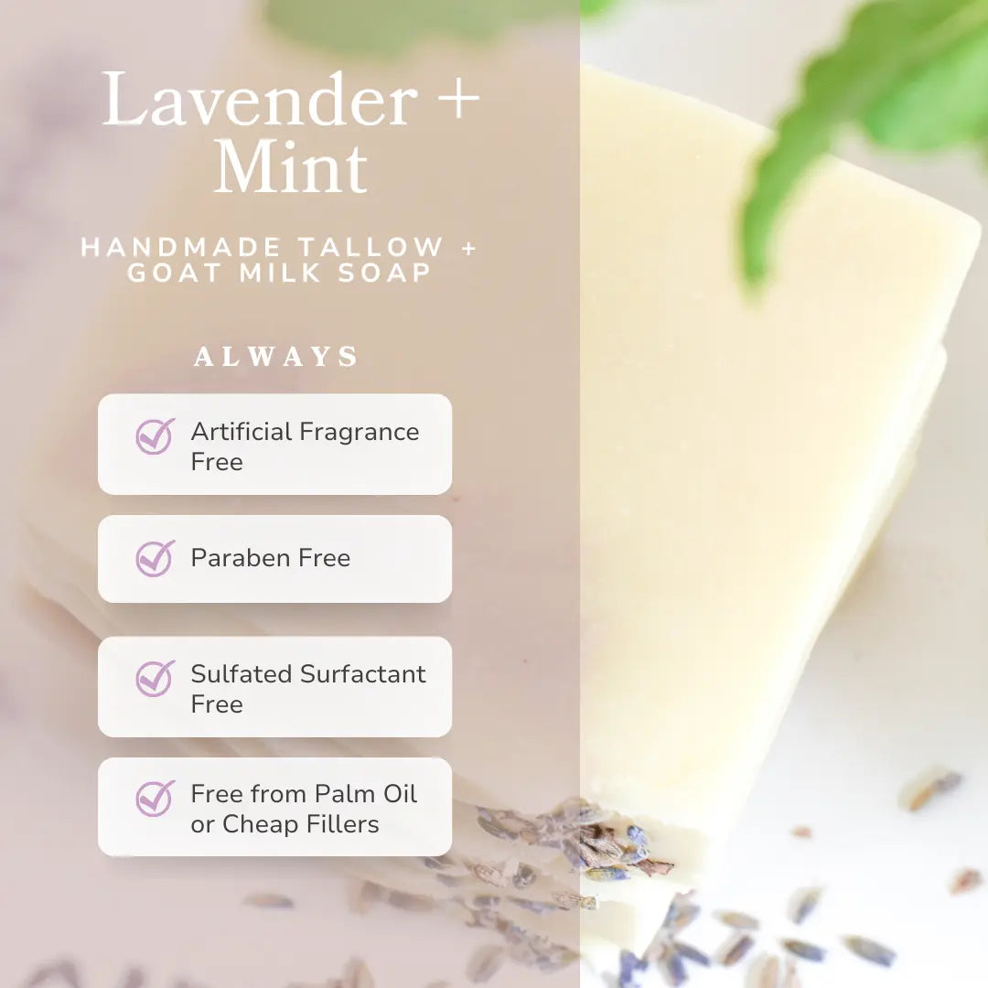 Lavender + Mint Handmade Tallow and Goat Milk Soap Bar Pretty farm girl